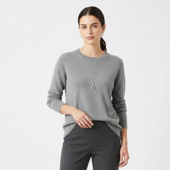 Banana Republic Merino Wool Blend Gray Long Sleeve Crew Neck Sweater M - Picture 1 of 5